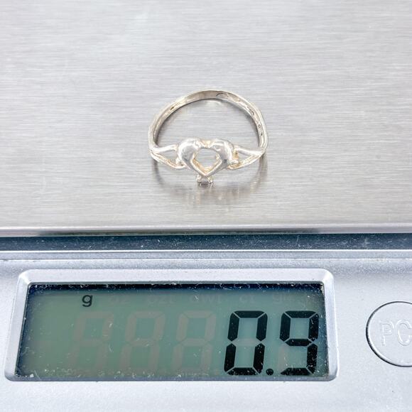 Vintage Sterling Silver 925 Heart Ring Size 2 - Picture 10 of 10